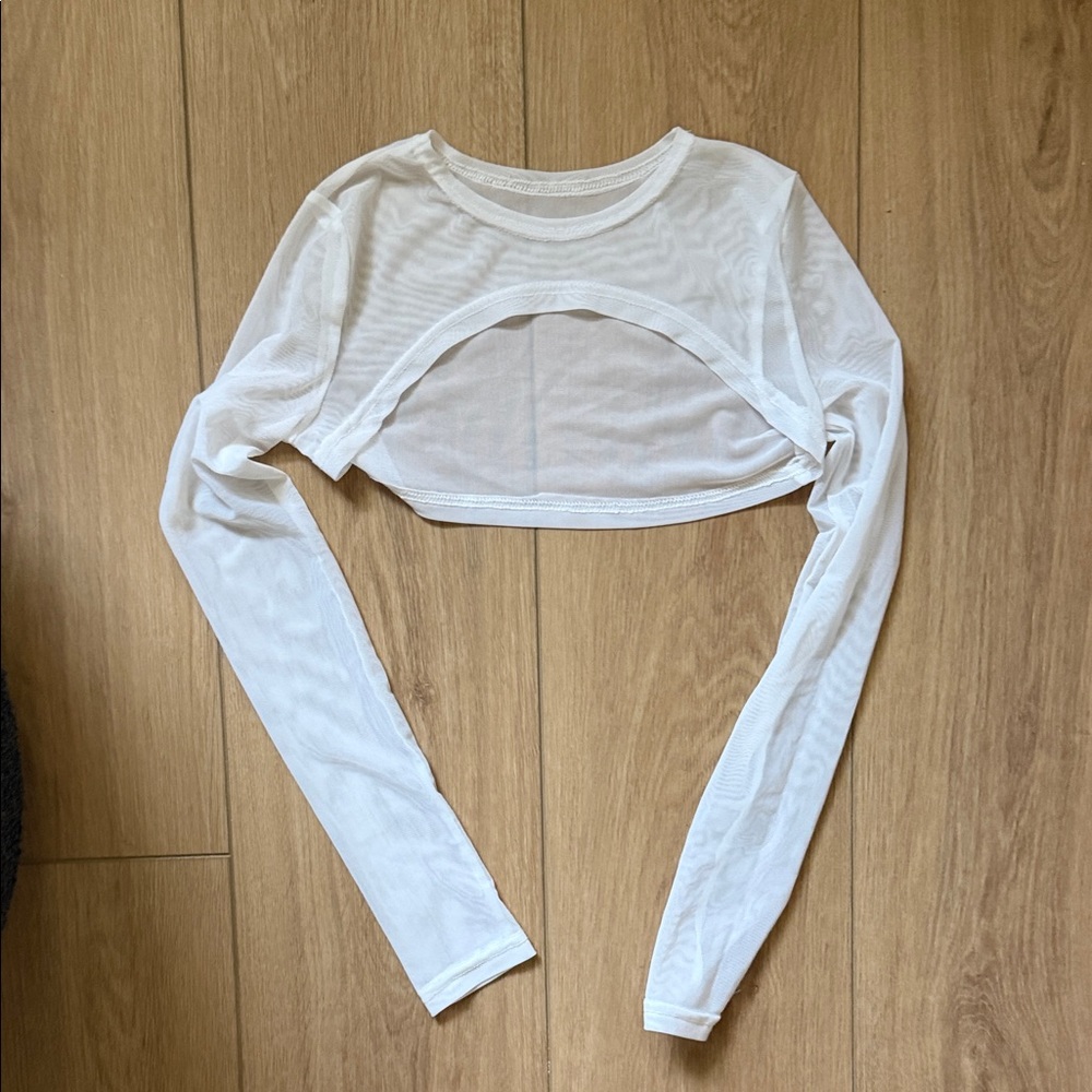 Dance White Sheer Long Sleeve Mesh Shrug